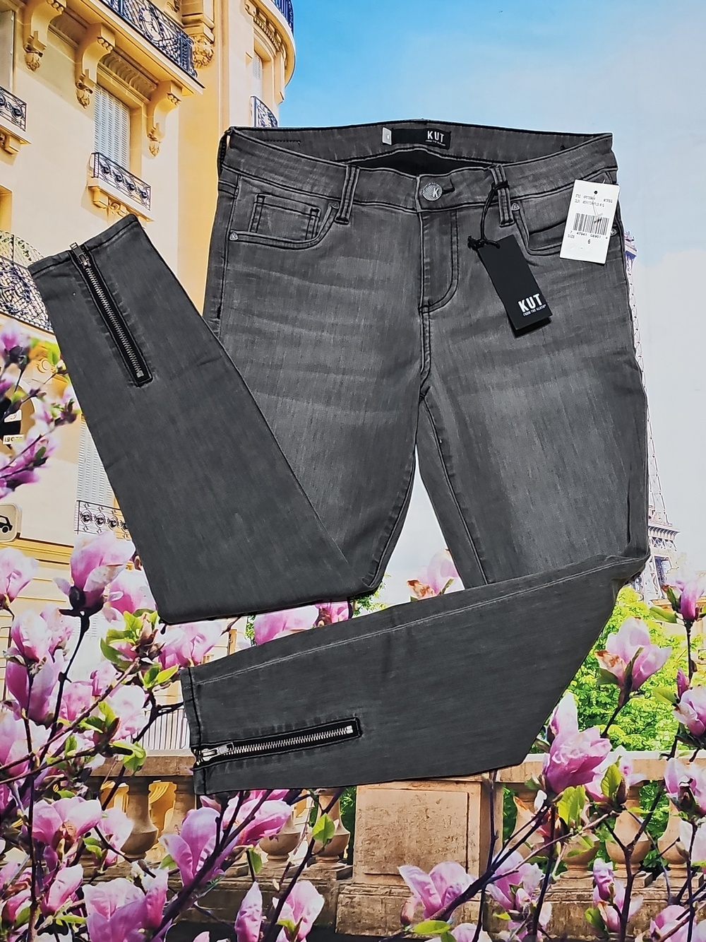 Kut from the Kloth Connie Zippered Ankle Skinny Jeans Size 6 NWT